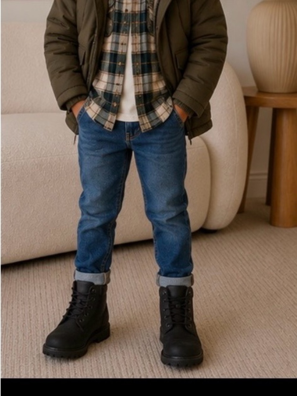 Timberland premium Kids Black nubuck  Lace-Up 6in waterproof Boots